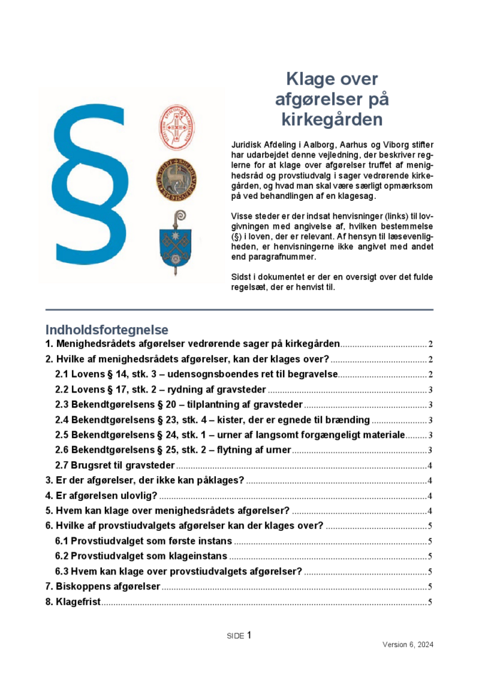 Klager over afgørelser i sager vedrørende kirkegården